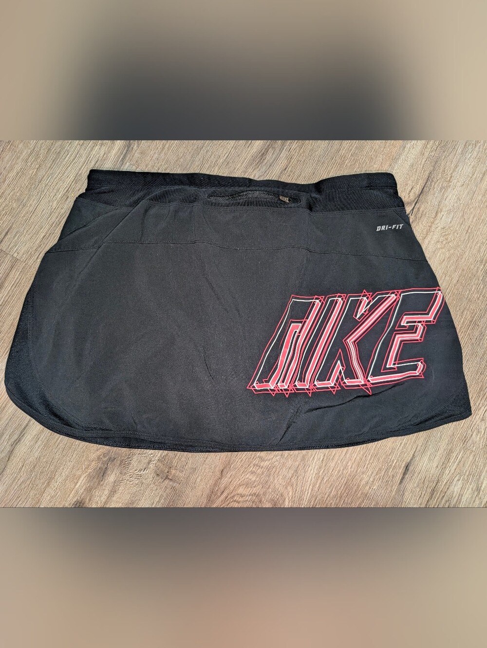 Nike Black Athletic Lined Mini Tennis Skort Pink Letter Logo Women's LG
